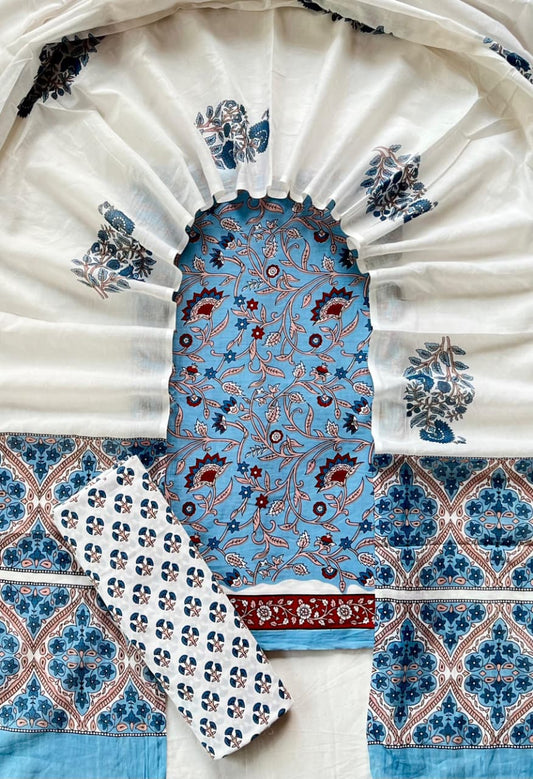 Ethnic Cotton Suit Fabric with Cotton Dupatta