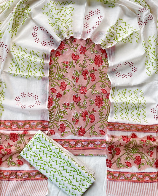 Ethnic Cotton Suit Fabric with Cotton Dupatta