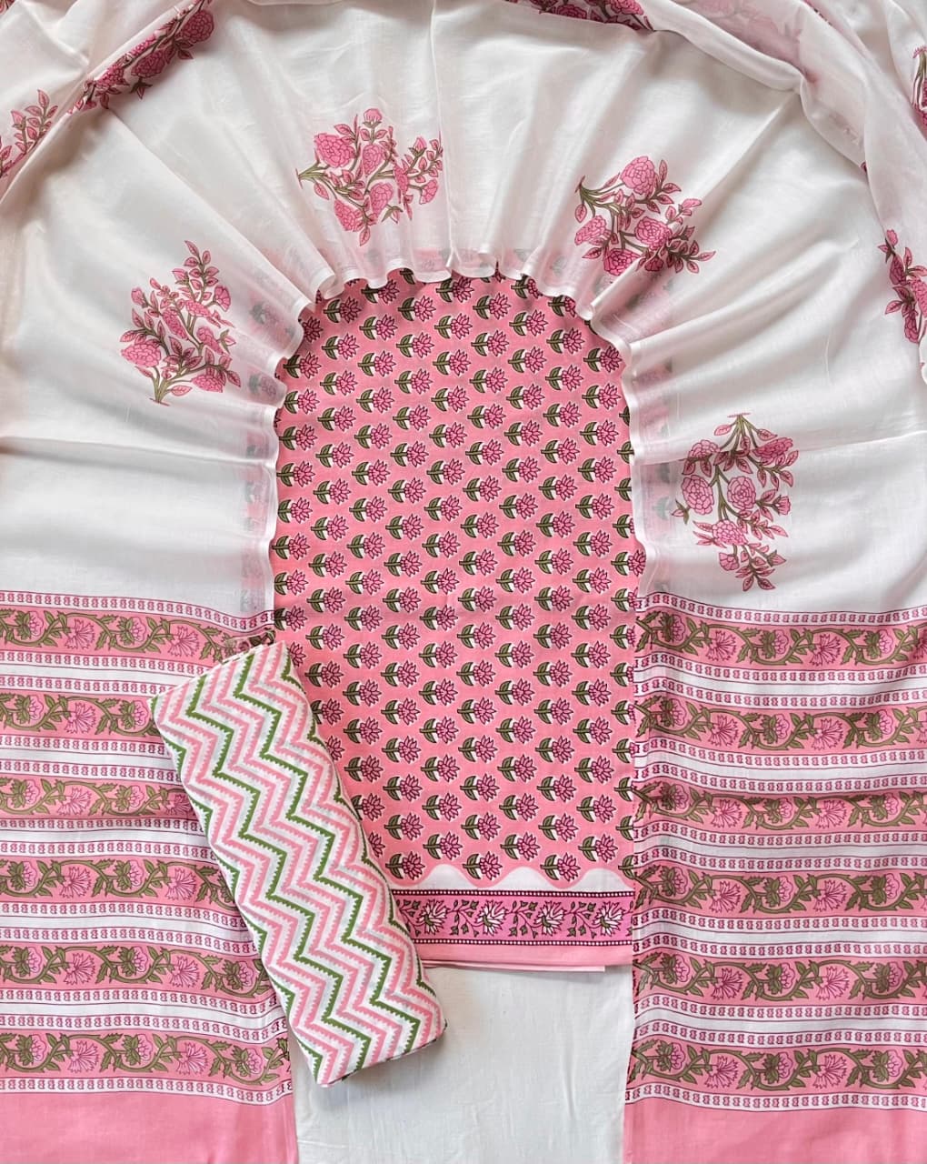 Ethnic Cotton Suit Fabric with Cotton Dupatta