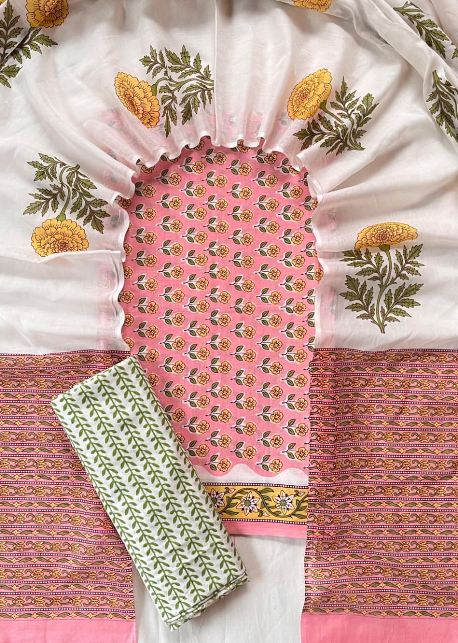 Ethnic Cotton Suit Fabric with Cotton Dupatta