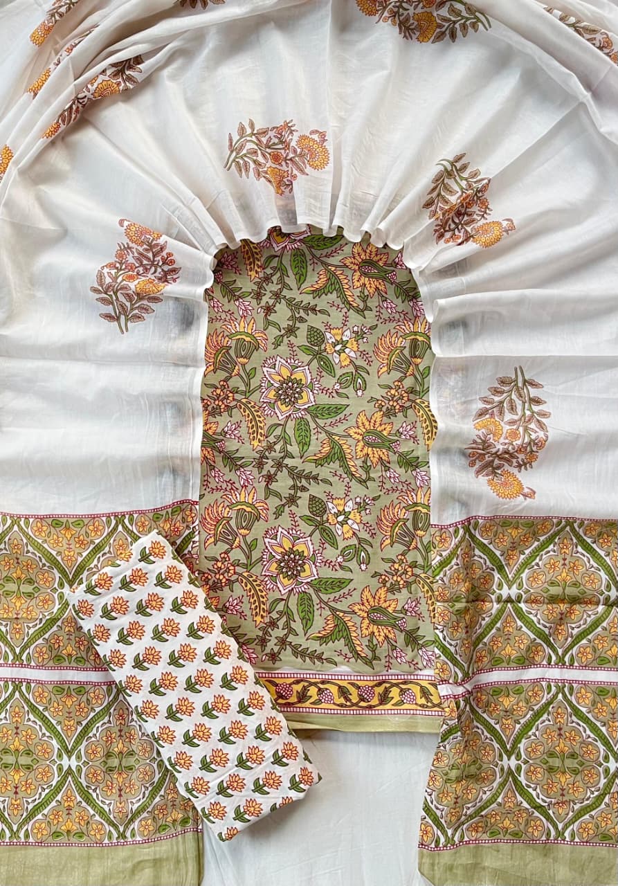 Ethnic Cotton Suit Fabric with Cotton Dupatta
