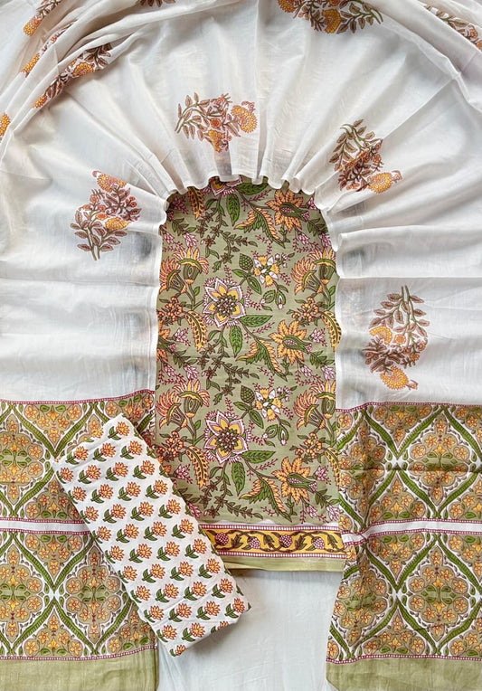 Ethnic Cotton Suit Fabric with Cotton Dupatta