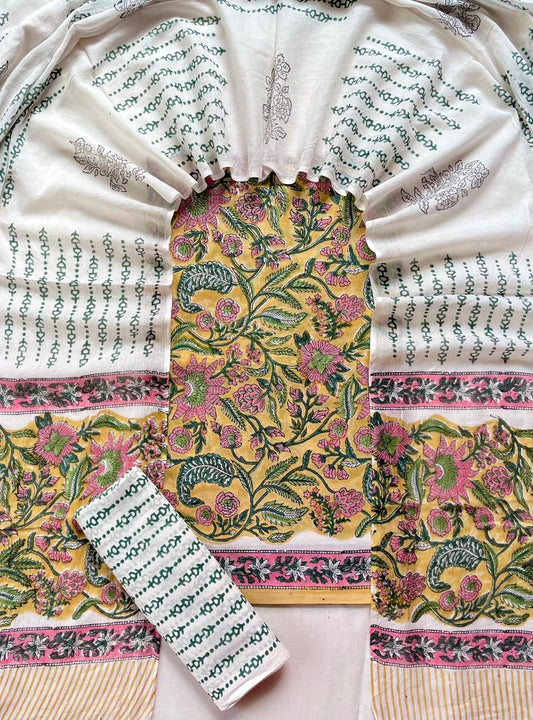 Ethnic Cotton Suit Fabric with Cotton Dupatta