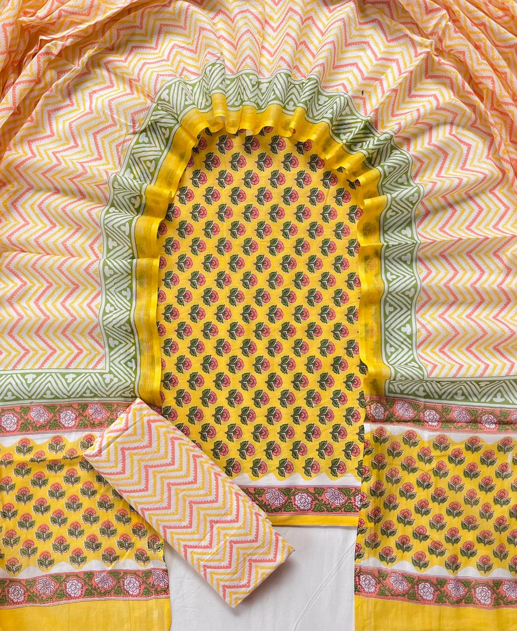 Ethnic Cotton Suit Fabric with Cotton Dupatta