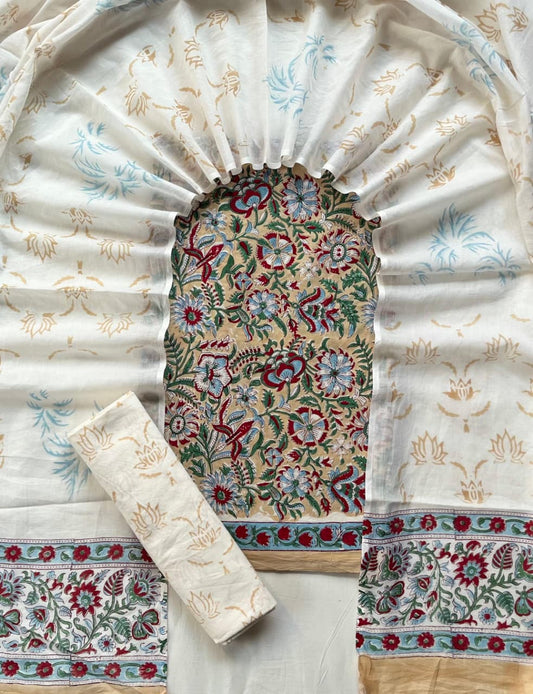 Ethnic Cotton Suit Fabric with Cotton Dupatta