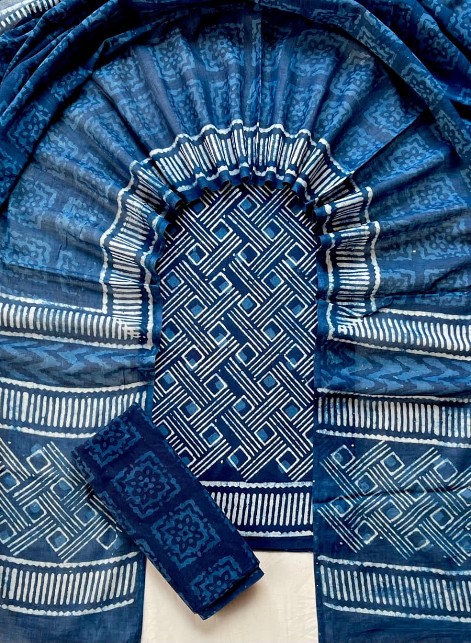 Ethnic Cotton Suit Fabric with Cotton Dupatta