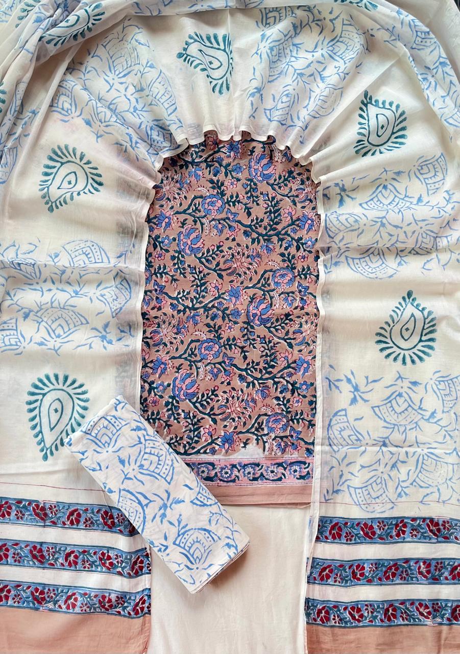 Ethnic Cotton Suit Fabric with Cotton Dupatta