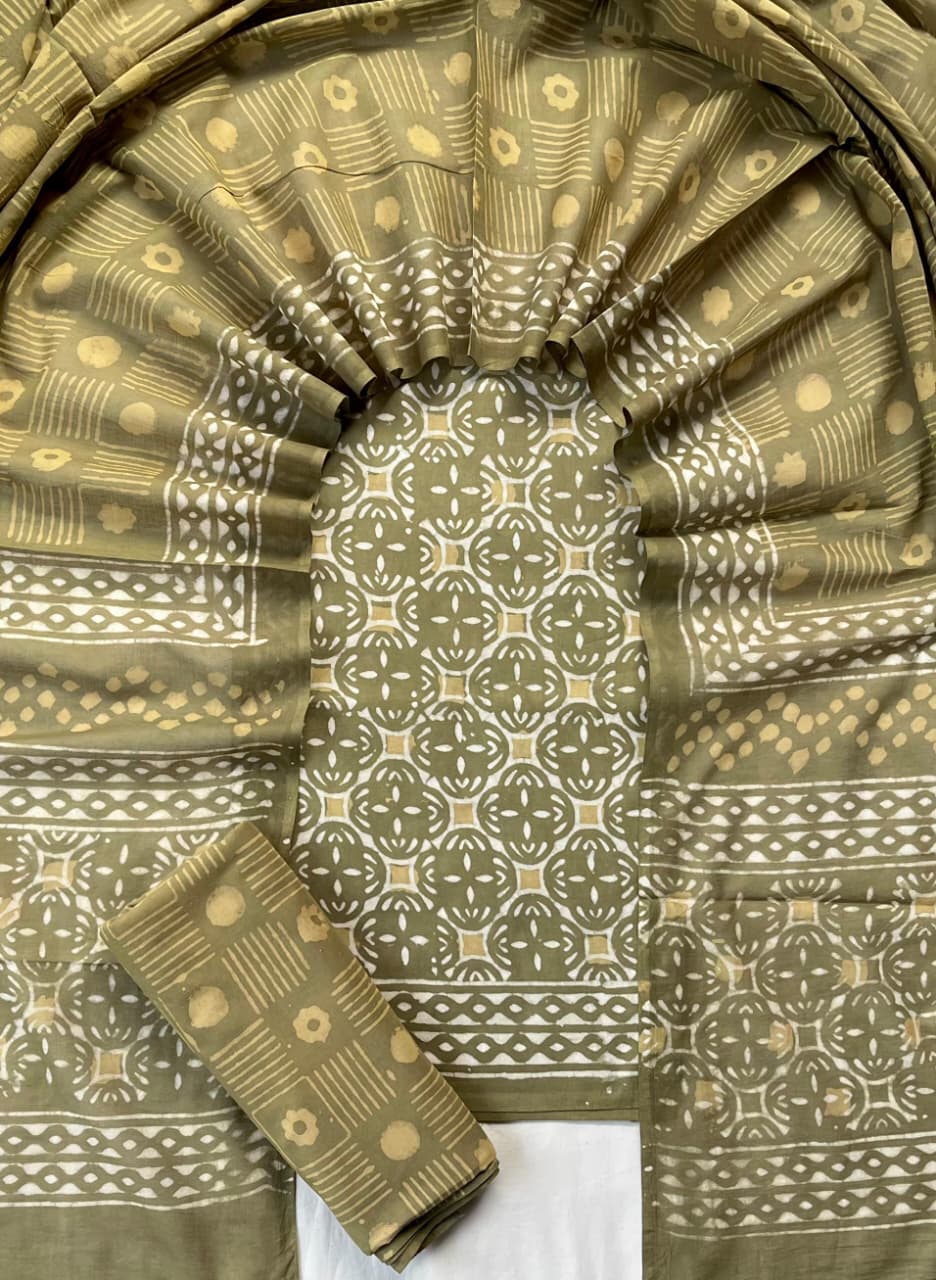 Ethnic Cotton Suit Fabric with Cotton Dupatta
