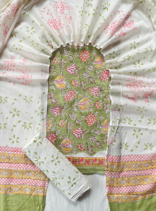 Ethnic Cotton Suit Fabric with Cotton Dupatta