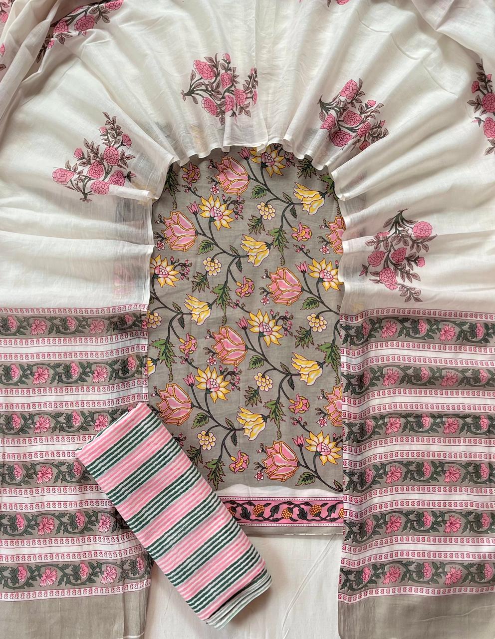 Ethnic Cotton Suit Fabric with Cotton Dupatta