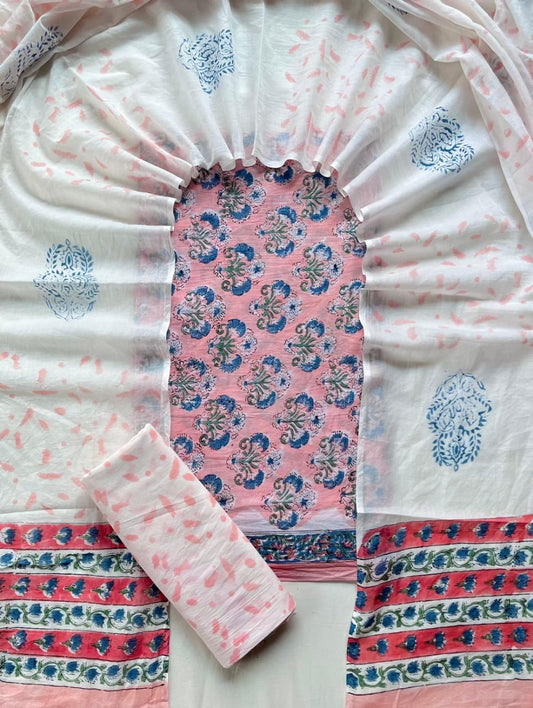 Ethnic Cotton Suit Fabric with Cotton Dupatta