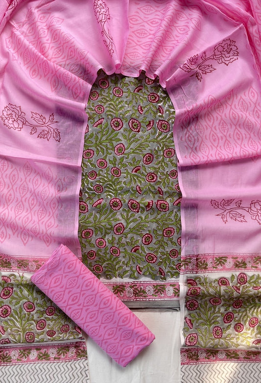 Ethnic Cotton Suit Fabric with Cotton Dupatta