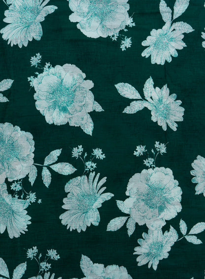 Pure Cotton Cambric Mix And Match Dark Green Color Block Print Fabric.