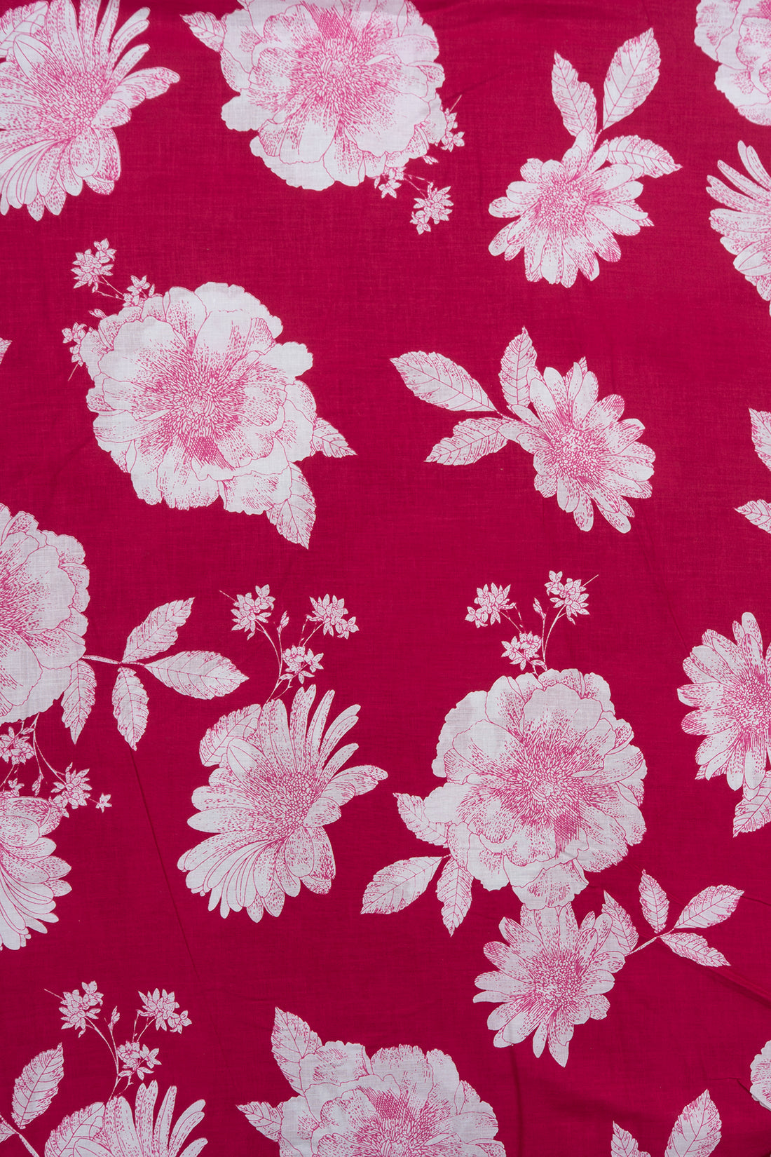 Pure Cotton Cambric Mix And Match Dark Pink Color Block Print Fabric.
