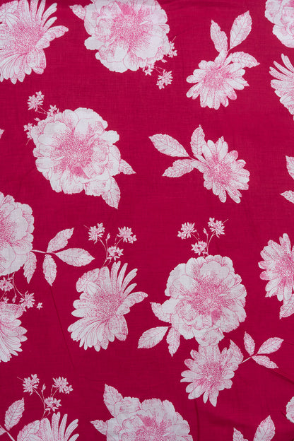 Pure Cotton Cambric Mix And Match Dark Pink Color Block Print Fabric.