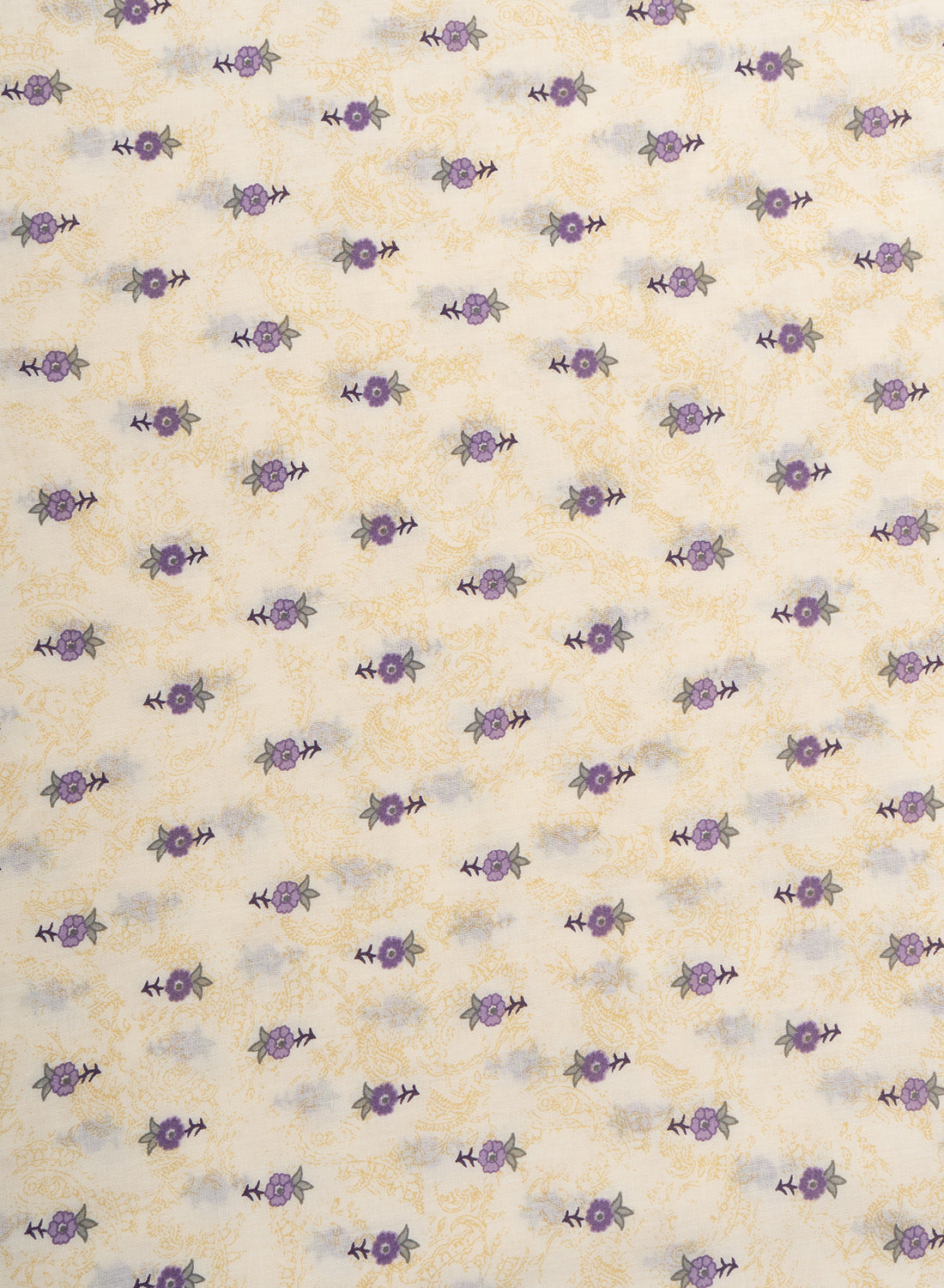Pure Cotton Cambric Mix And Match Off-White And Purple Color Block Print Fabric.