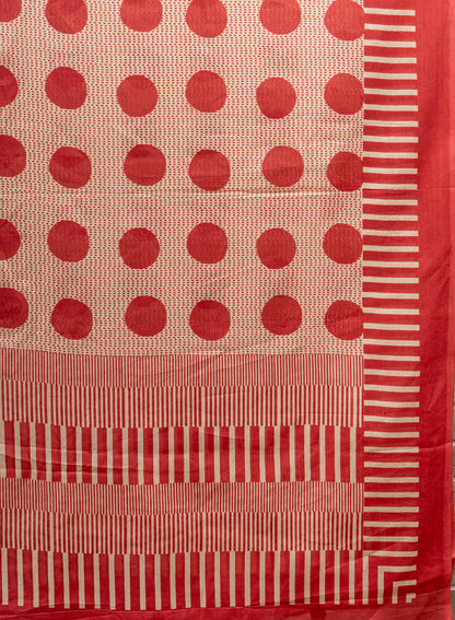 Pure Cotton Cambric Mix And Match With Dupatta Red Color Screen Print Fabric.