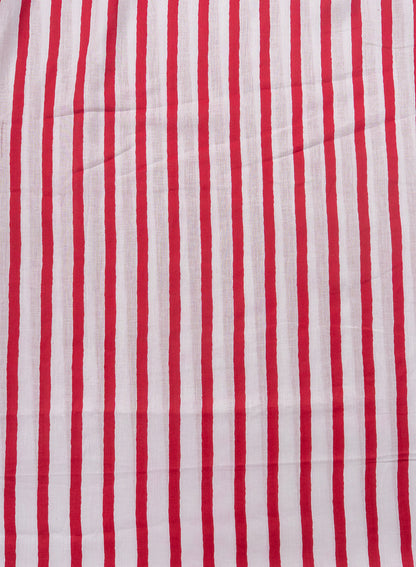 Pure Cotton Cambric Mix And Match Red Color Floral Block Print Fabric.