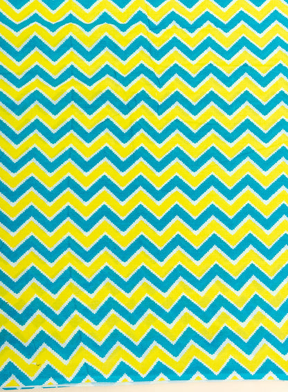 Pure Cotton Cambric Mix And Match Neo Green Color Block Print Fabric.