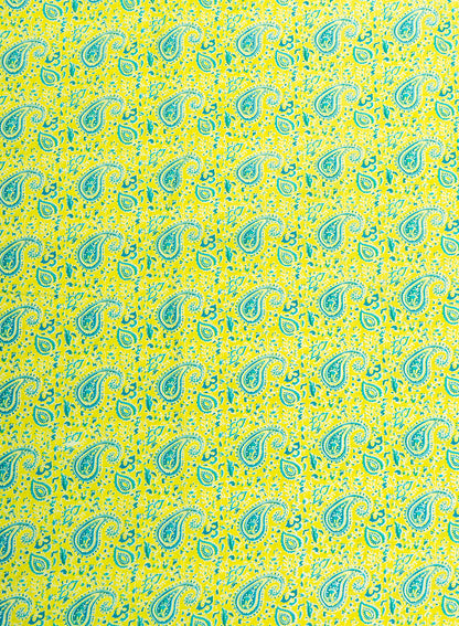 Pure Cotton Cambric Mix And Match Neo Green Color Block Print Fabric.
