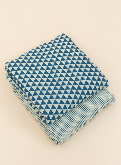 Pure Cotton Cambric Mix And Match With Dupatta Blue Color Screen Print Fabric.