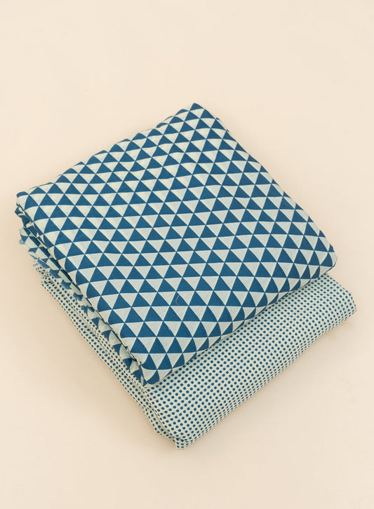 Pure Cotton Cambric Mix And Match With Dupatta Blue Color Screen Print Fabric.