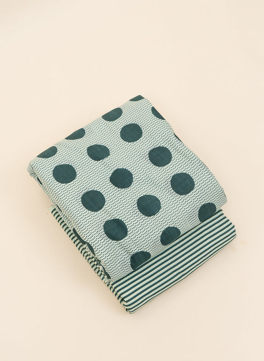 Pure Cotton Cambric Mix And Match With Dupatta Green Color Screen Print Fabric.
