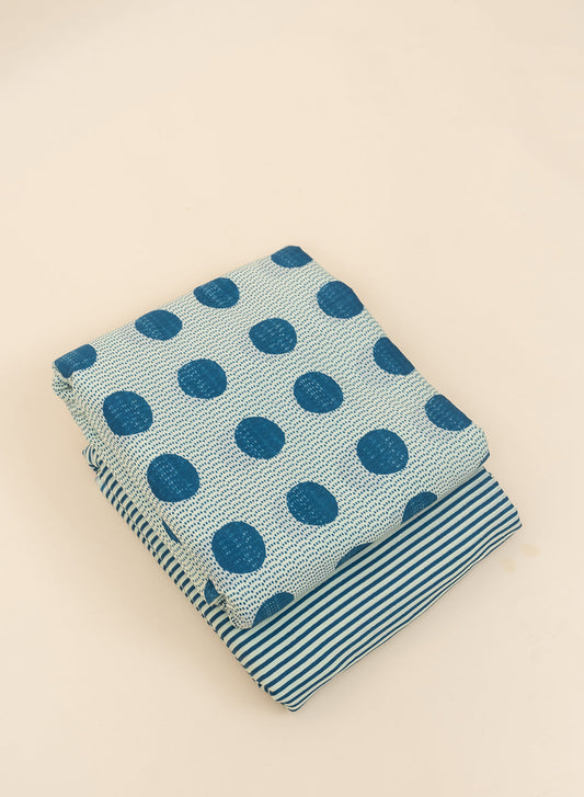 Pure Cotton Cambric Mix And Match With Dupatta Blue Color Screen Print Fabric.