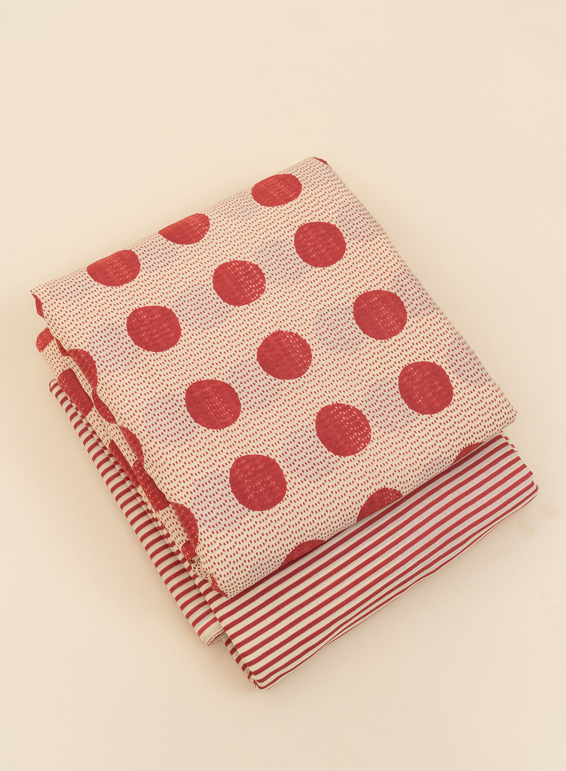 Pure Cotton Cambric Mix And Match With Dupatta Red Color Screen Print Fabric.