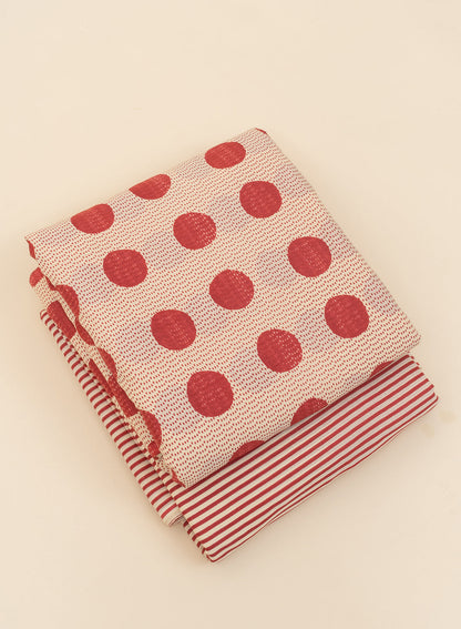 Pure Cotton Cambric Mix And Match With Dupatta Red Color Screen Print Fabric.