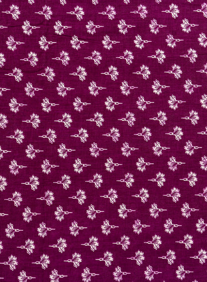 Pure Cotton Cambric Mix And Match Dark Purple Color Block Print Fabric.