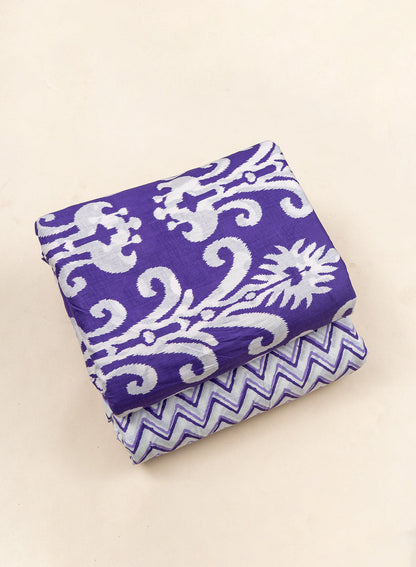 Pure Cotton Cambric Mix And Match Purple Color Block Print Fabric.