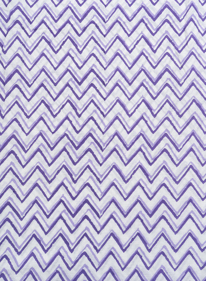 Pure Cotton Cambric Mix And Match Purple Color Block Print Fabric.