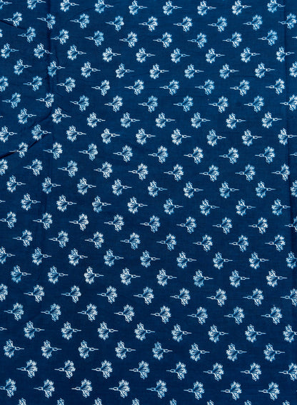 Pure Cotton Cambric Mix And Match Navy Blue Color Block Print Fabric.