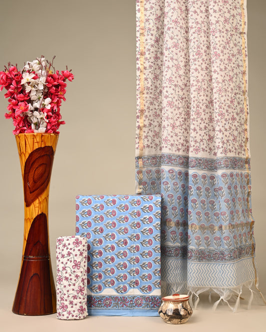 Cotton Suit with Chanderi Dupatta