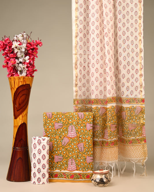 Cotton Suit with Chanderi Dupatta