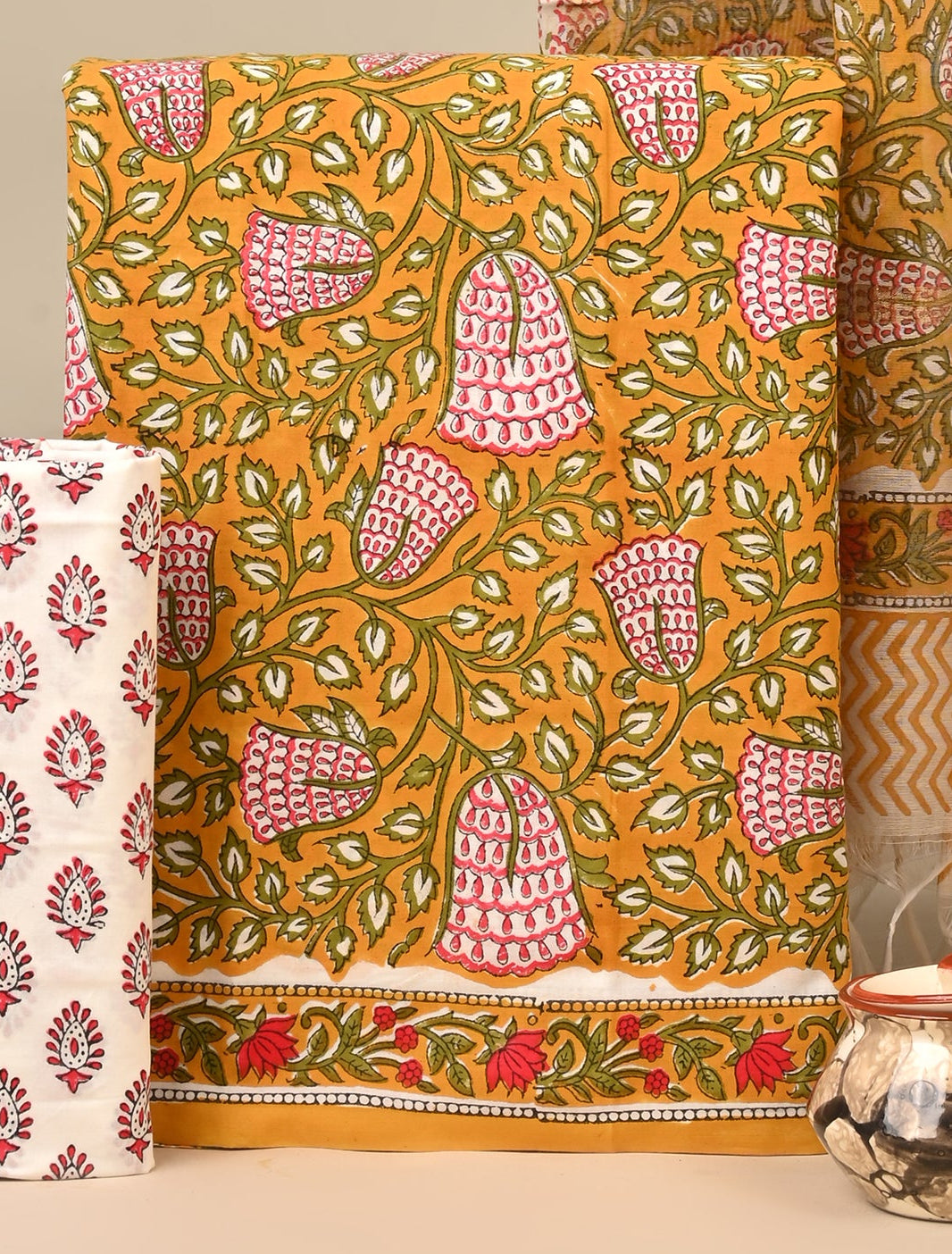 Cotton Suit with Chanderi Dupatta