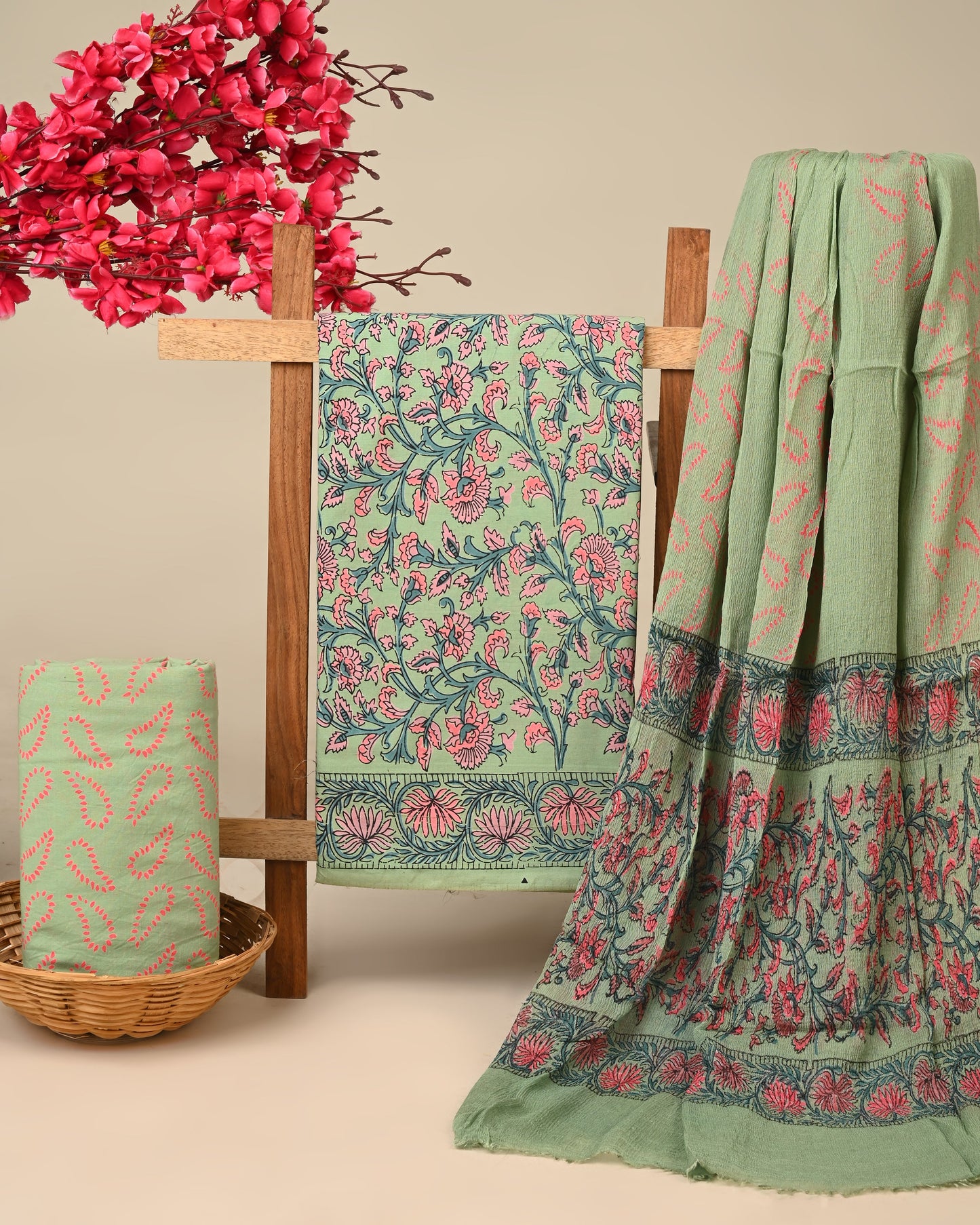 Cotton Suit with Chiffon Dupatta