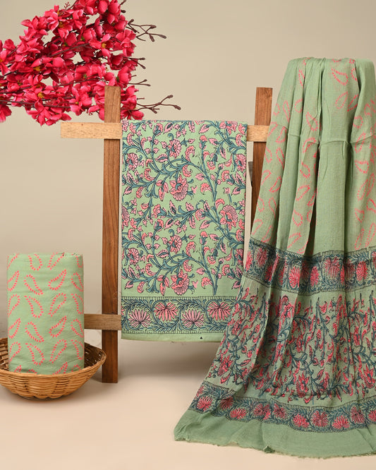 Cotton Suit with Chiffon Dupatta