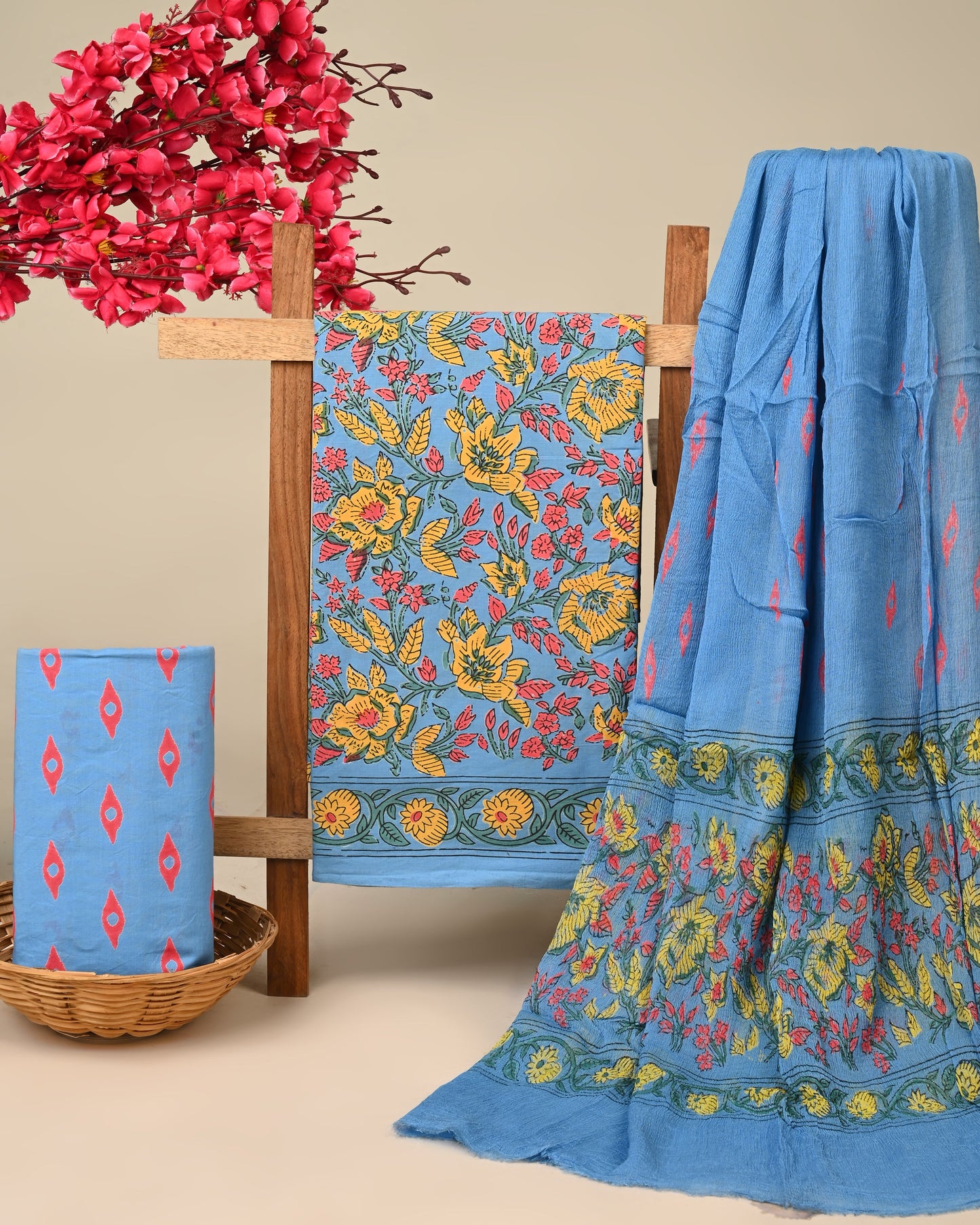 Cotton Suit with Chiffon Dupatta