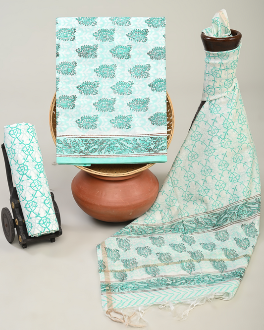 Cotton Suit with Chanderi Dupatta