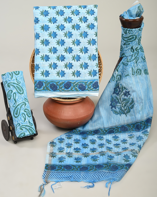 Cotton Suit with Chanderi Dupatta