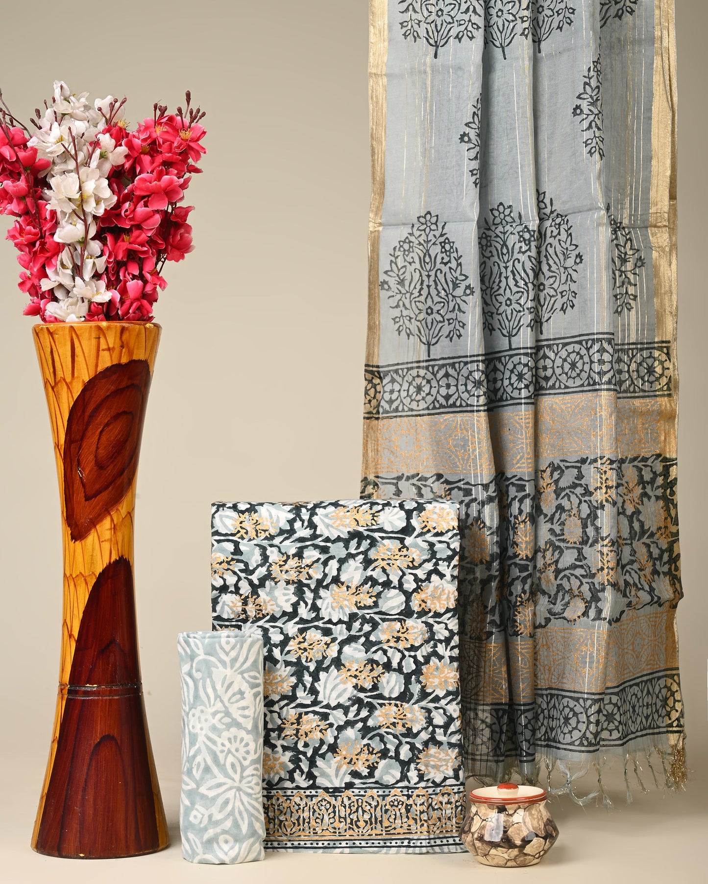 Cotton Suit with Chanderi Dupatta