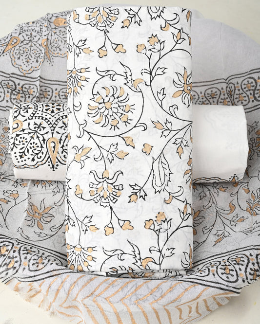 Cotton Suit with Chiffon Dupatta