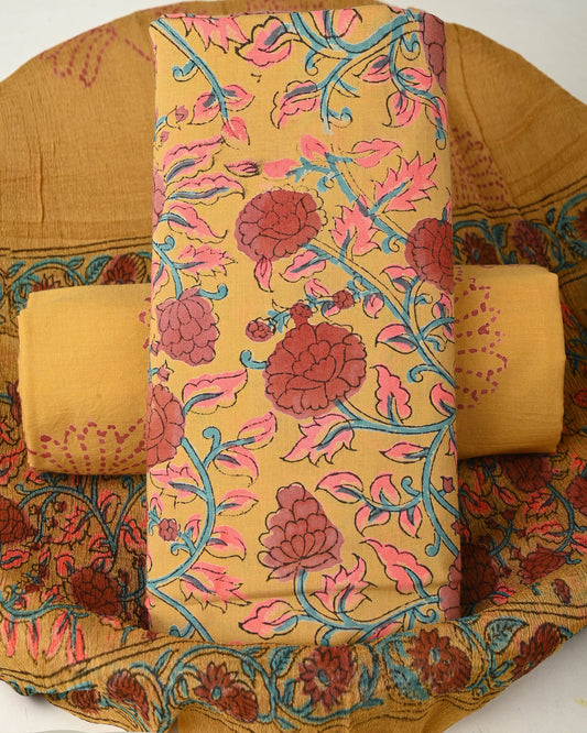 Cotton Suit with Chiffon Dupatta
