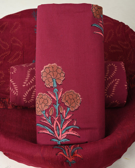 Cotton Suit with Chiffon Dupatta