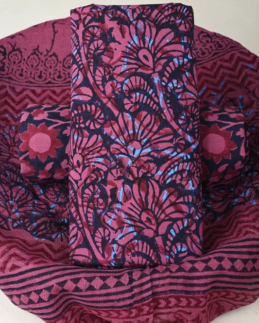 Cotton Suit with Chiffon Dupatta