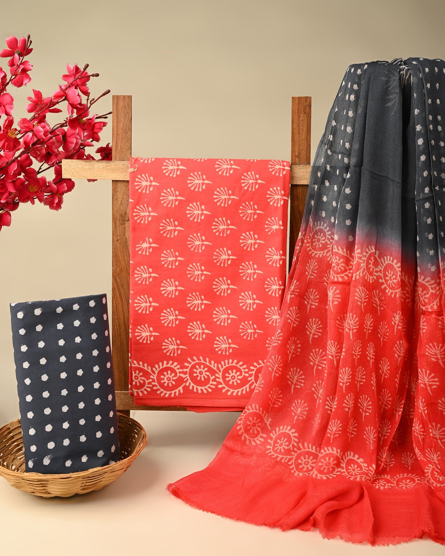Cotton Suit with Chiffon Dupatta