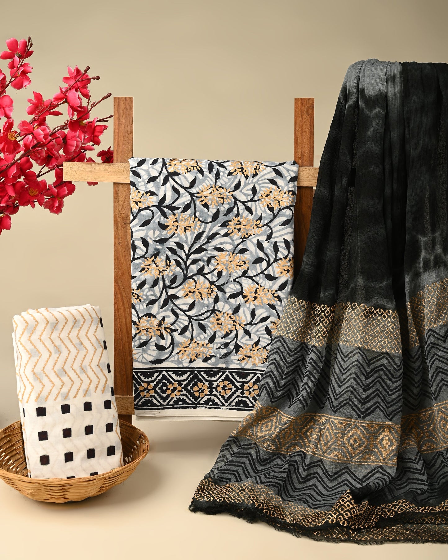 Cotton Suit with Chiffon Dupatta