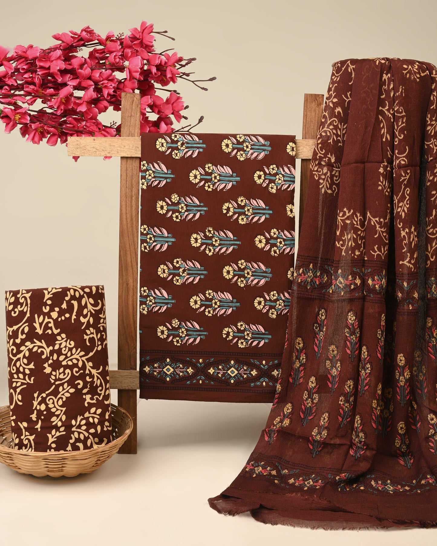 Cotton Suit with Chiffon Dupatta